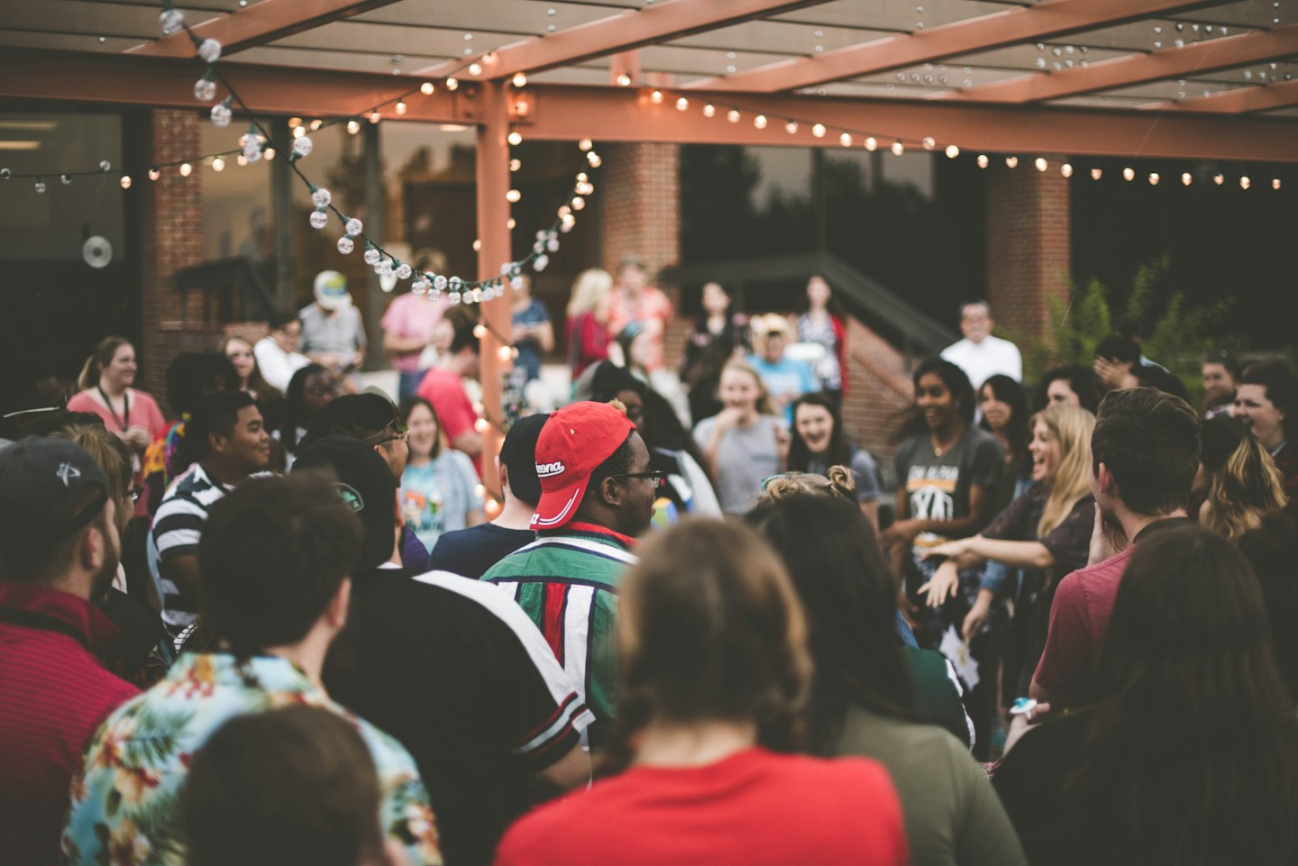 Guests gathered at an outdoor event